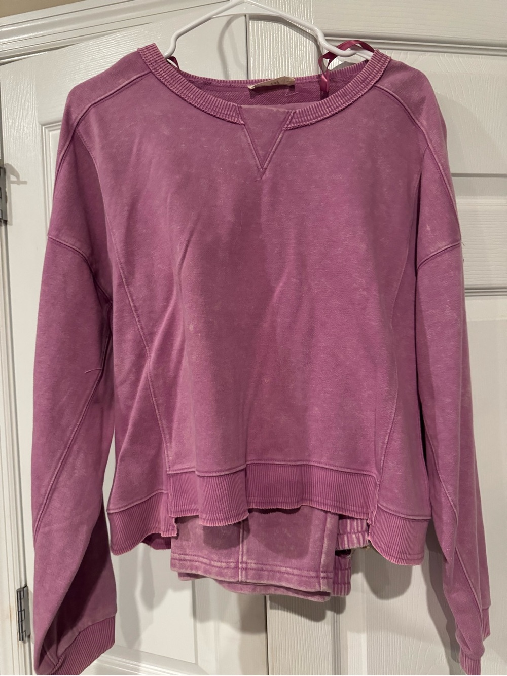Women's Vintage Wash Pink Pullover Sweatshirt with matching pants
